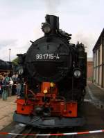 Die BR 99 1715-4 bei den Meininger Dampfloktagen am 06.09.08 fr Fhrerstandsmitfahrten nur fr Kinder.