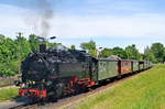 Zittauer Schmalspurbahn, 99.731 Dampflockzug vor dem Bahnhof  Zittau-Süd am 14.05.2018.