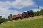 99 1741 mit einem Fotogüterzug in Neudorf, 29.07.17