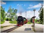 Dampflok im Bahnhof Schierke, dann ging es weiter zum Brocken.