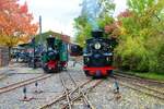 Feldbahnmuseum Frankfurt am Main Dampflok O&K Bn2T und Borsig Dn2t am 16.10.22 beim Herbstfahrtag