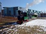 Die Malletdampflok vom Feldbahnmuseum Frankfurt setzt an der Endstation um und fhrt wieder in das Hauptgelnde,aber zuvor muss sie durch den Rebstockpark fahren,dammit sie ihr Ziel erreicht.Sonntag 7.3.10.