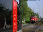 ABELLIO Lint,RB 46 , Nokiabahn nach Gelsenkirchen Hbf.,kreuzt in
Bochum Nokia die LZ fahrende 140 440-8 die auf dem Weg nach Bochum Langendreer ist.(03.05.2008)