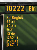 Die Beschriftung eines Salonbegleiterschlafwagens, so gesehen Ende April 2025 im Eisenbahnmuseum Bochum.