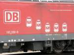 BR 185 090 mit Werbung fr das Bombardier Werk in Kassel. (Singen (Htw.) am 13.08.2008)