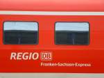 Aufschrift des Franken-Sachsen-Express an einem VT 612, so fotografiert am 23.Juni 2013.