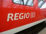 Regio DB Aufschrift an 612 082.
Aufgenommen am 09.08.2013 im Dresdner Hbf.