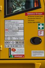 Anschriftentafel am Zweiwegebagger Atlas 1604 ZW.