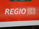 Regio DB Aufschrift von einem VT 612, 14.Juli 2013.