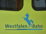 Aufschrift der  Westfalenbahn  - Bielefeld Hbf am 19.08.2013.