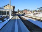 Blick zum Bahnhof Schwarzenbach/Saale am 05.03.13.