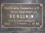 Fabrikschild der preuischen T3 Nr.