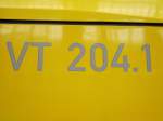 Fahrzeug Beschriftung von VT 204 der HLB/TSB am 24.08.13 in Frankfurt am Main