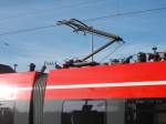 Der Stromabnehmer von einem 442.Aufgenommen am 09.November 2014 in Bergen/Rügen beim 442 344.