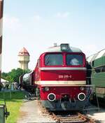 Bw2 Nürnberg-Rangierbf__Lokschau zum 90sten Jubiläum 1993. 220 295-0 ex V 200 295 ex 120 295 (DR);“Taiga-Trommel“, LTS-Lokomotivfabrik Lugansk,1970; lt. ‘https://eisenbahn-museumsfahrzeuge.de‘ seit 2012 betriebsfähige Lokomotive in regulärem Einsatz für ein privates Eisenbahnverkehrsunternehmen.
__07-08-1993