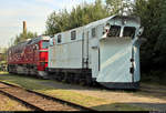 Schneepflug der Bauart Meiningen (DR 80-50-979 3202-6) und 220 269-5 (120 269-6 | DR V 200 269) des Sächsischen Eisenbahnmuseum Chemnitz-Hilbersdorf e.V.