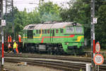 26.Juli 2005, Nürnberg Hauptbahnhof, V 200.009, eine ehemalige DR 120, beim Gleisbaueinsatz.