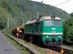  Taigatrommel  120 001 von ITL mit Bauzug zwischen Rathen und Knigstein - 23.08.2004
