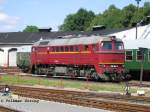  Taigatrommel  220 507 (ex V200 507 DR) der Leipziger Eisenbahnverkehrsgesellschaft in Nossen - 31.07.2005  