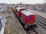 Abgestellt in Rathenow am 01.12.2011 Arbeitszug mit einer Lok der BR V 100