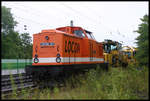 Locon 201 ex DR V 100 war am 7.8.2005 im Bahnhof Lengerich im Bauzugdienst zu sehen.