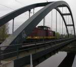 Eingleisige Stabbogenbrcke ber den Paretz-Niederneuendorfer Kanal bei Wustermark.