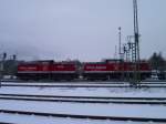 92 80 1202 364-6 D-BWESA (Rambo) und 92 80 1202 466-9 D-BWESA (Gauner) standen am 18.01.13 mit einem leeren Holzzug in Marktredwitz.