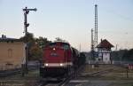 112 708 mit Fotogterzug am Morgen des 07.10.2012 bei der Einfahrt in Kthen