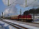 Am 02.03.13 hatte die Lbauer 52 8080-5 ihre letzte Fahrt nach Chemnitz, hier die Ausfahrt in Chemnitz Hbf.