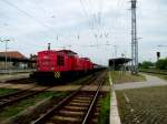 Am 11.05.2013 kamen 202 822 und 202 453 von der WFL mit einem Schwellenzug aus Richtung Magdeburg und fuhren durch Stendal weiter nach Wittenberge.
