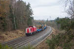 202 743-1 mit einem Bauzug bei Martinlamitz Richtung Marktredwitz, 12.11.2016