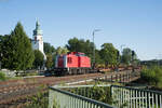 202 743-1 mit einem leeren Langschienenzug bei Oberkotzau Richtung Hof, 28.08.2017