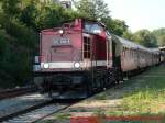 202 646-6 der Erzgebirgsbahn Chemnitz ist soeben als Zuglok des Sonderzuges von Waldenburg ber Glauchau, St.