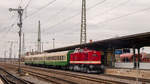 2. März 2019 in Köthen. 112 565-7 kam mit dem Sonderzug gerade im Bahnhof an. 