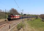 202 484-2 und 228 321 fuhren am 21.04.20 mit einem Holzzug von Chemnitz nach Plattling durch Limbach/V.