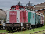 Auf dem Gelände des sächsischen Eisenbahnmuseums in Chemnitz-Hilbersdorf stand Ende September 2020 die Diesellokomotive 202 885-0.