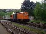 202 271-3 der Bocholter Eisenbahn erreicht am 27.04.09 mit einem leeren Holzzug den Bahnhof Arnsberg.