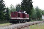 202 646-6 der DB Erzgebirgsbahn setz am 28.05.09 im Bahnhof Markersbach aufs andere Gleis um. 