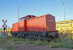 202 720-9 der Rbel/Mritz Eisenbahn(RME) steht am 27.08.2009 abgestellt auf den Rangiergleisen in Halle/Saale.