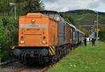 202 271 der Bocholter Eisenbahn brachte am 26.09.2010 die Wagen vom Historischen Schienenverkehr Wesel zum Winzerfest in Dernau.( Am Rahmen der Lok steht 203 226-6, welche Erklrung gibt es dafr?)