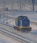 Freie Fahrt fr die MWB V1202 (202 630) gegn Lichtenfels. Hier wurde sie kurz vor Unterlangenstadt fotographisch festgehalten. (28.12.2010)