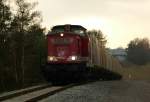 Adam 22  Spike  (202 241-6) hat zu knpfen als sie mit dem vollen Hackholzgutzug am 27.01.2012 von Ramstein nach Landstuhl fuhr