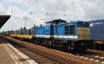 Hier V100-SP-001 (202 846-2) mit einem Gterzug, bei der Durchfahrt am 1.7.2013 durch Berlin Schnefeld Flughafen, in Richtung Berlin Grnauer Kreuz.