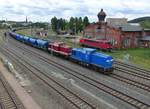 PRESS V 100, 204 311-5 ( 9280 1202 311-7 D-PRESS ) und  204 347-9 ( 9280 1202 347-1 D-PRESS ) mit einem gemischten Güterzug in Gera am 28.8.2020