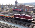 Press V 100.1, 204 425-3 ( 9280 1203 220-9 D-PRESS ) beim Arbeitseinsatz in Gera am 26.2.2026.
Im Hintergrund die Ludmilla 232 093-5.