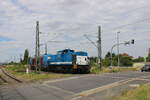 Die Spitzke V 100-SP-008 (92 80 1203 128-4 D-SLG) �berf�hrte am 02.07.2026 in Erfurt Ost die Spitzke 248 028 Richtung Erfurt Gbf.