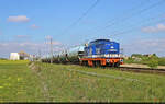 203 116-9 (202 562-5 | 112 562-4 | 110 562-6) hat augenscheinlich Getreide am Haken. Mit acht Wagen der Millet S.A.S. geht's f�r die DR V 100.1 vorbei an Eisdorf (Teutschenthal) Richtung Halle Rosengarten.

🧰 Raildox GmbH & Co. KG
🕓 20.5.2025 | 9:35 Uhr