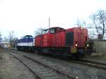 203 115 und 203 701 nach der Ankunft in Stendal am 28.01.2009