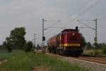 Bocholter Eisenbahn 203 006-2 mit zwei Kesselwagen in Neuss-Allerheiligen am 11.05.2011