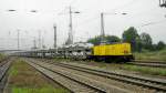 203 135-7 (Elster) der BLG-Logistik zog am 12.9.14 einen Autozug voller VW u.